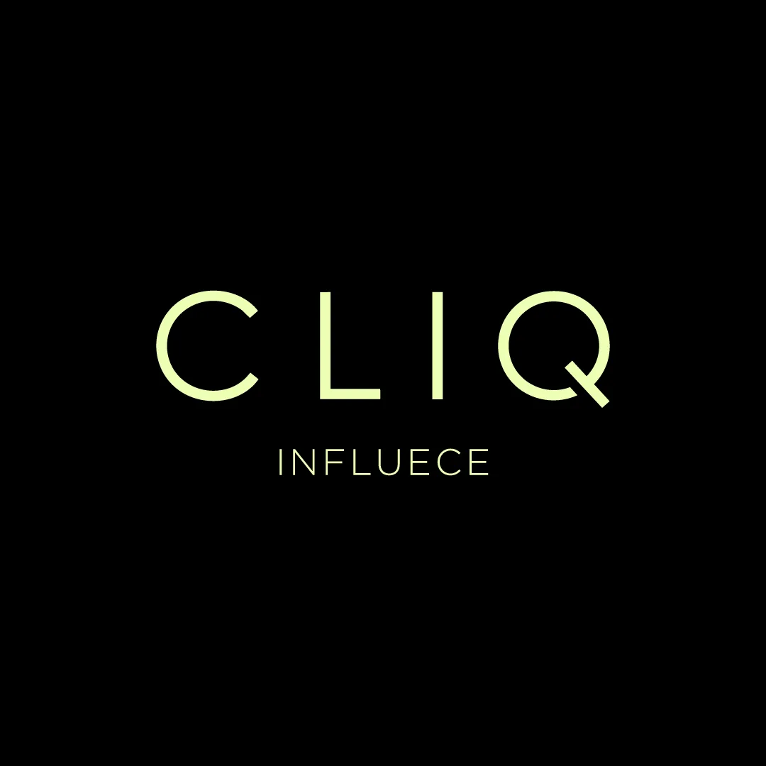 Cliq Influence logo in lime green on a black background
